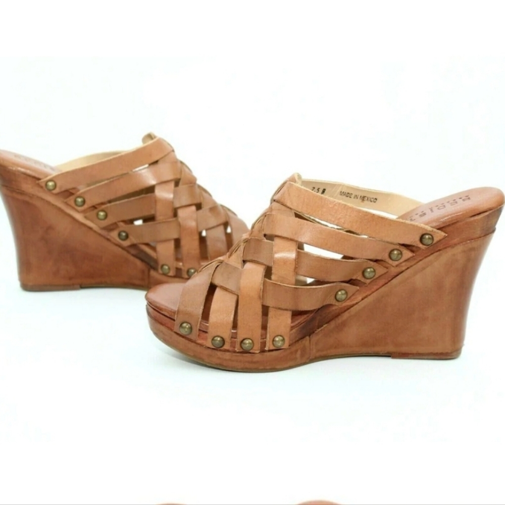 Bedstu Gina ll Tan Rustic Wedges Size 7.5